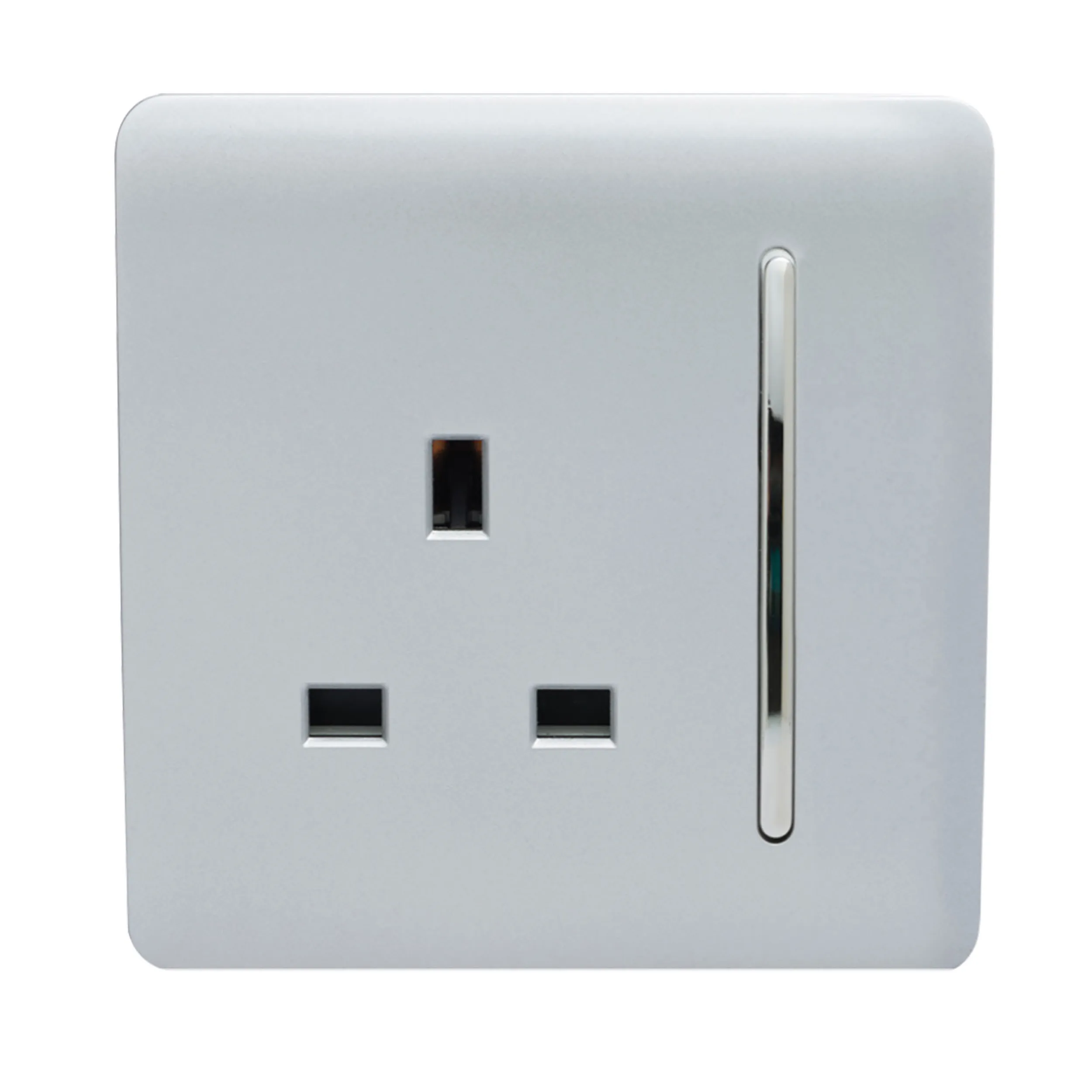 1 Gang 13Amp Switched Single Socket Silver ART-SKT13SI  Trendi Platinum Silver